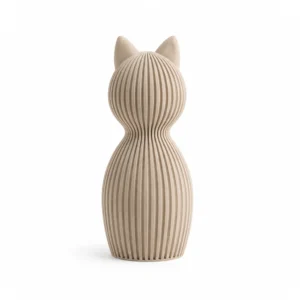 Japandi Kat designbeeldje met ribbelstructuur van Sabre Design