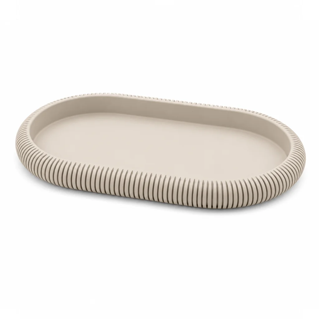 Japandi Tray ovale design organizer met geribbelde afwerking van Sabre Design